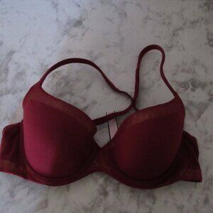 Victorias Secret Bra 34B Burgundy Lined Demi Underwire Padded Body By Victoria